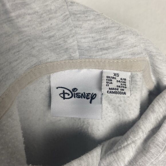 Disney Mickey Mouse Sweater Womens Extra Small Gray Hoodie Sweatshirt Pockets - Picture 7 of 8